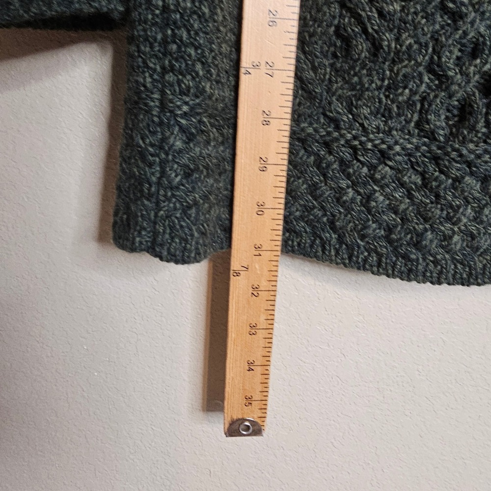 NWOT Aran Crafts Irish Merino Wool Side Zip Cardigan Sweater Coat Green Small - Picture 8 of 9